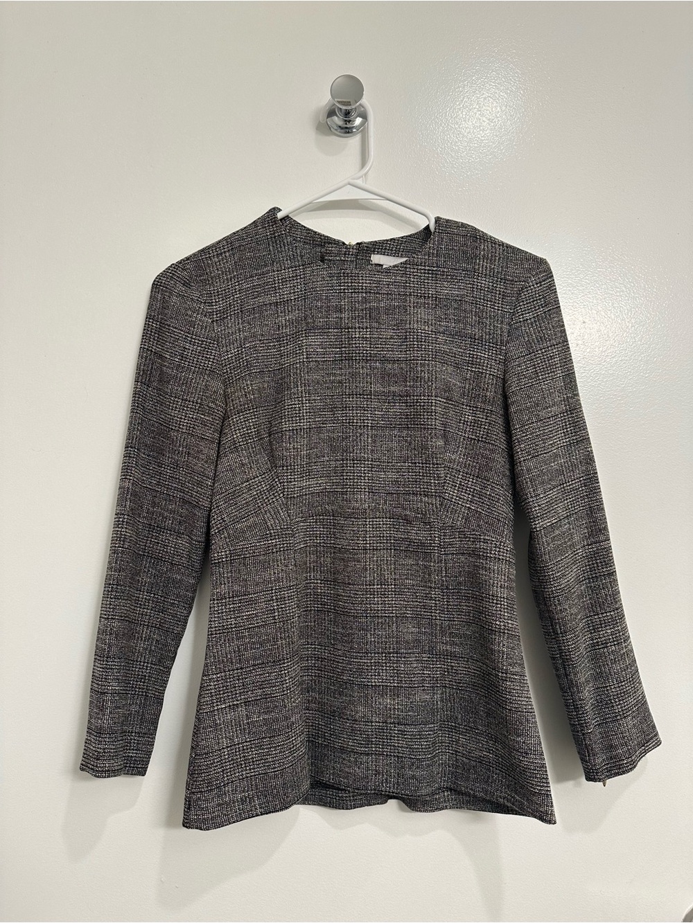 H&M Grey Plaid Long-Sleeve Shift Dress
